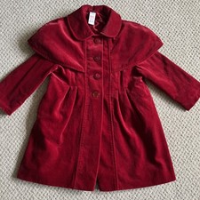 Girls Traditional Vintage Red Velvet Caped Winter Coat BHS Labelled Age 3 Years