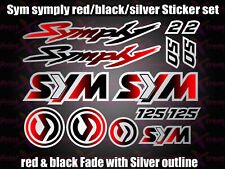Sym Symply 1, 2 Stickers / Decals Red Black silver printed vinyl, 50, 125