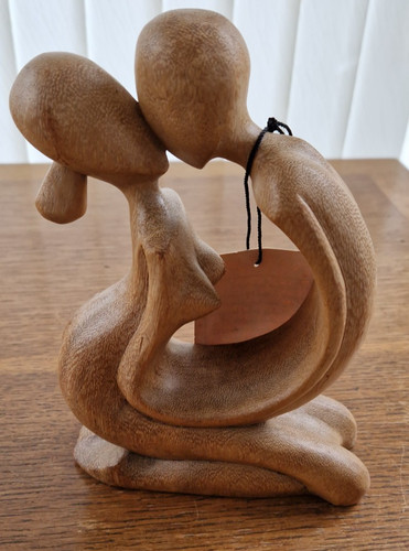 Hand carved wooden lovers - carved,