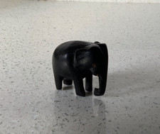 Vintage black wooden elephant - vintage,