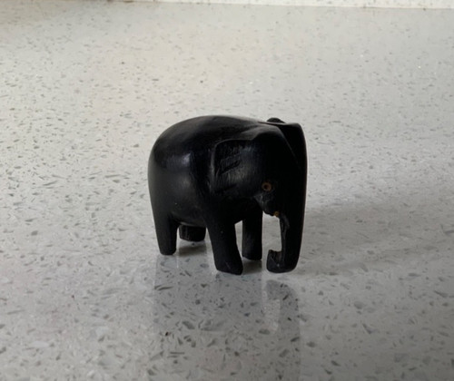 Vintage black wooden elephant - vintage,