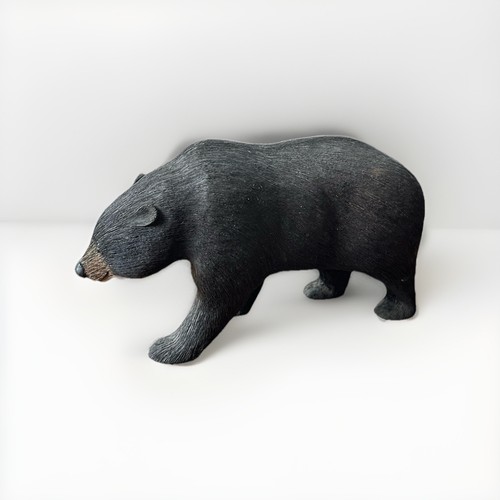 Hand carved wooden black bear - black,