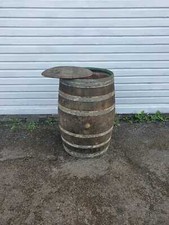LID REMOVED OLD RECLAIMED USED RUSTIC WINE WHISKEY WHISKY OAK WOODEN BARREL