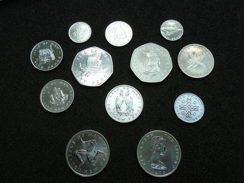 Isle man silver coins 50p - man,