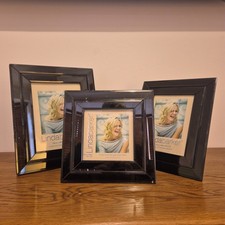 Set Of 3 Black Glass Picture