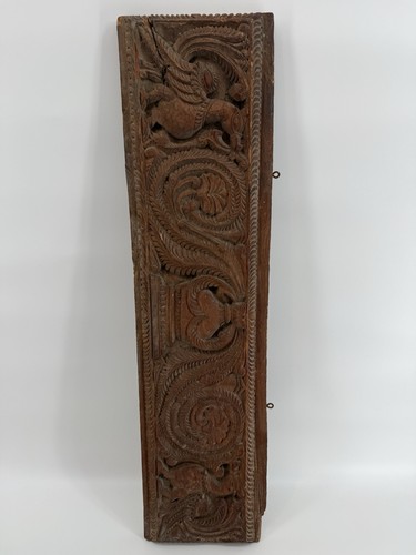Antique hand carved wood panel - antique,