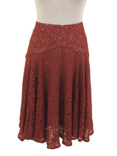 Moulinette Soeurs Women’s Skirt Size 6P Brown Floral Lace Lined Side Zip Used F1