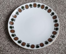 Beautiful DELPHINE Bone China Plate Green And Orange Floral Design