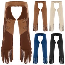 UK Mens Vintage Cowboy Chaps Western Style w/Fringe Themed Parties and Cosplay