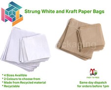 PAPER BAGS STRUNG BROWN & WHITE KRAFT FOOD SANDWICH TAKEAWAY GROCERY BAG