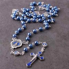 Blue Catholic Rosary Beads - Our Lady Of Lourdes Centre - Christ Crucifix