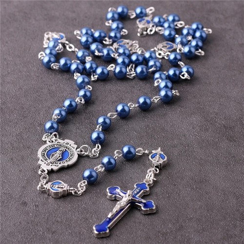 Beautiful blue catholic rosary - blue,