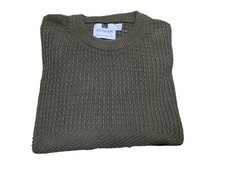 Topman Size Large Khaki Green Chunky Knit Crew Neck Jumper 100% Cotton