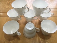 Set of 8 English Fine Bone China - White & Gold Tea Cups