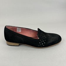 Poste Mistress Black Nubuck Slip On Cut Out Flat Loafers Office Work Shoes UK6.5