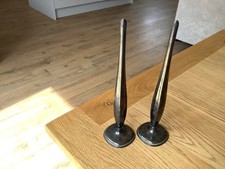 Pair of bud flower single stem vases metal vintage antique 20cm