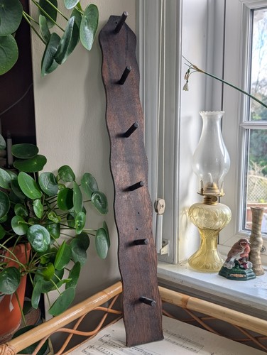 Vintage wooden coat rack wall - wooden,