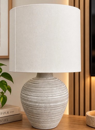 Natural ribbed grey ceramic - grey,