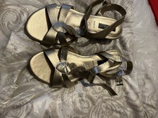 BNWT MARKS AND SPENCER Size 5.5 Wide Fit Muted Gold Leather Sandals NEW