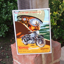 Enamel Sign Norton Motorcycle Dominator Rare Pictorial Sign by Garnier 1970/80's
