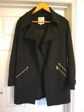 River Island- Ladies Faux Suede Open Waterfall Coat Black size 8