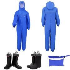 ZORAX Blue Kids Rain Suit Waterproof Puddle Suit Overalls & Boots With Handles