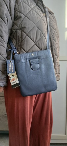 Navy blue genuine leather