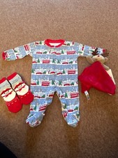 Mamas and Papas reindeer comforter soft toy  & JoJo Maman Sleepsuit 0-3 months