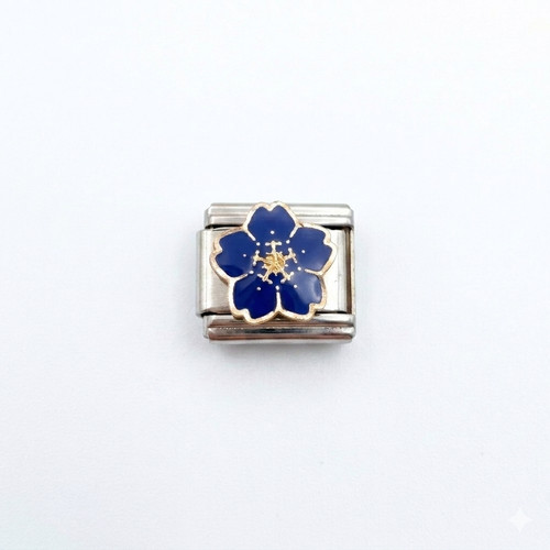 Blue flower italian charm - blue,