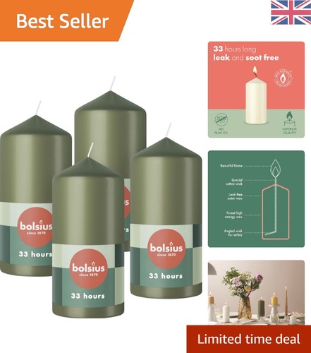 Natural green pillar candles - pillar,