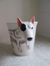 VINTAGE ENGLISH BULL TERRIER HAND PAINTED FIGURAL MUG