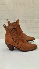 Vintage Mens Cowboy Boots Size 9 Leon Mexico Tan Leather Ankle Line Dancing