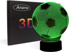 3D Illusion Football Lights Lamp,Soccer LED Table Desk Decor 7 Colors Touch 