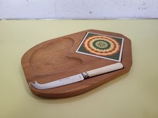 Vintage Mid-century Cheese Board Teak & Tiled