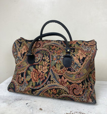 Vintage Tapestry Bag Black Floral Weekend Bag Holdall Mary Poppins Carpet Bag
