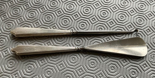 Antique silver handled shoe - silver,