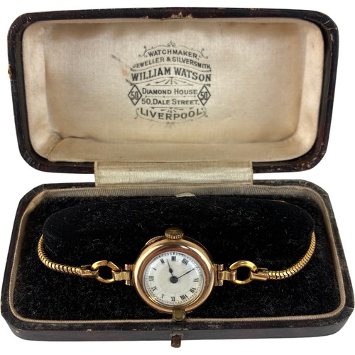 Antique 9ct gold wristwatch - antique,
