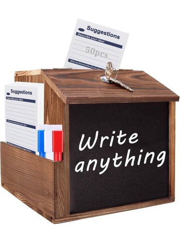 Wood suggestion box with lock - with,
