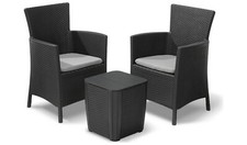 Keter Iowa 2 Seater Rattan Effect Garden Bistro Set-Graphite