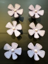 6x Wooden Flower Drawer Knobs Purple 4cm Kids Nursery Furniture Pull Handles