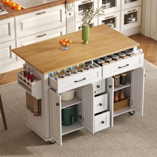 White rolling kitchen island - rolling,