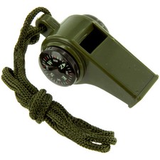 Highlander 3 in 1 Ranger Whistle Thermometer Compass Survival Hiking Olive