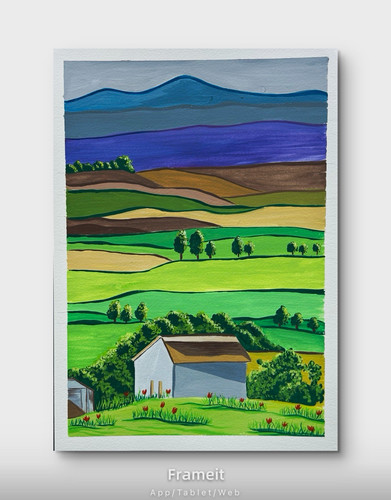 Original gouache landscape - ,