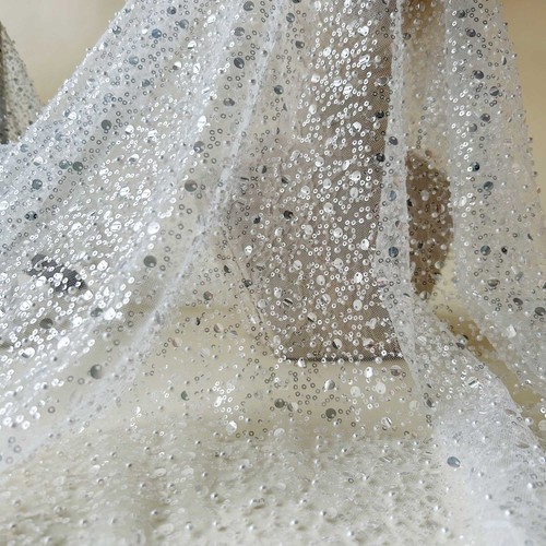 Stunning beaded lace fabric - beaded,