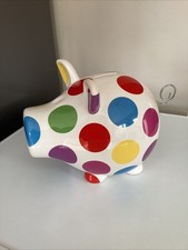 S&P Salt & Pepper Oink Large Polka Dot ceramic Piggy Bank Money Box