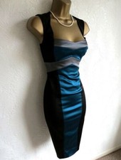 Coast Black Blue Grey Satin Cocktail Dress 12