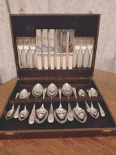 Vintage 24 Piece Faux Bone DESSERT CUTLERY CANTEEN SET - Made in Sheffield