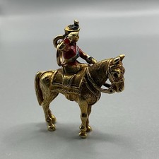 9ct Gold Enamel Soldier Riding Horse Gold Vintage Charm /pendant