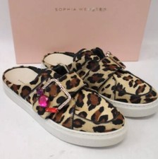 Ladies SOPHIA WEBSTER Leopard Print Hide Backless Trainers Mules Size UK 6 EU 39