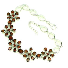 Silver Bracelet Red Garnet